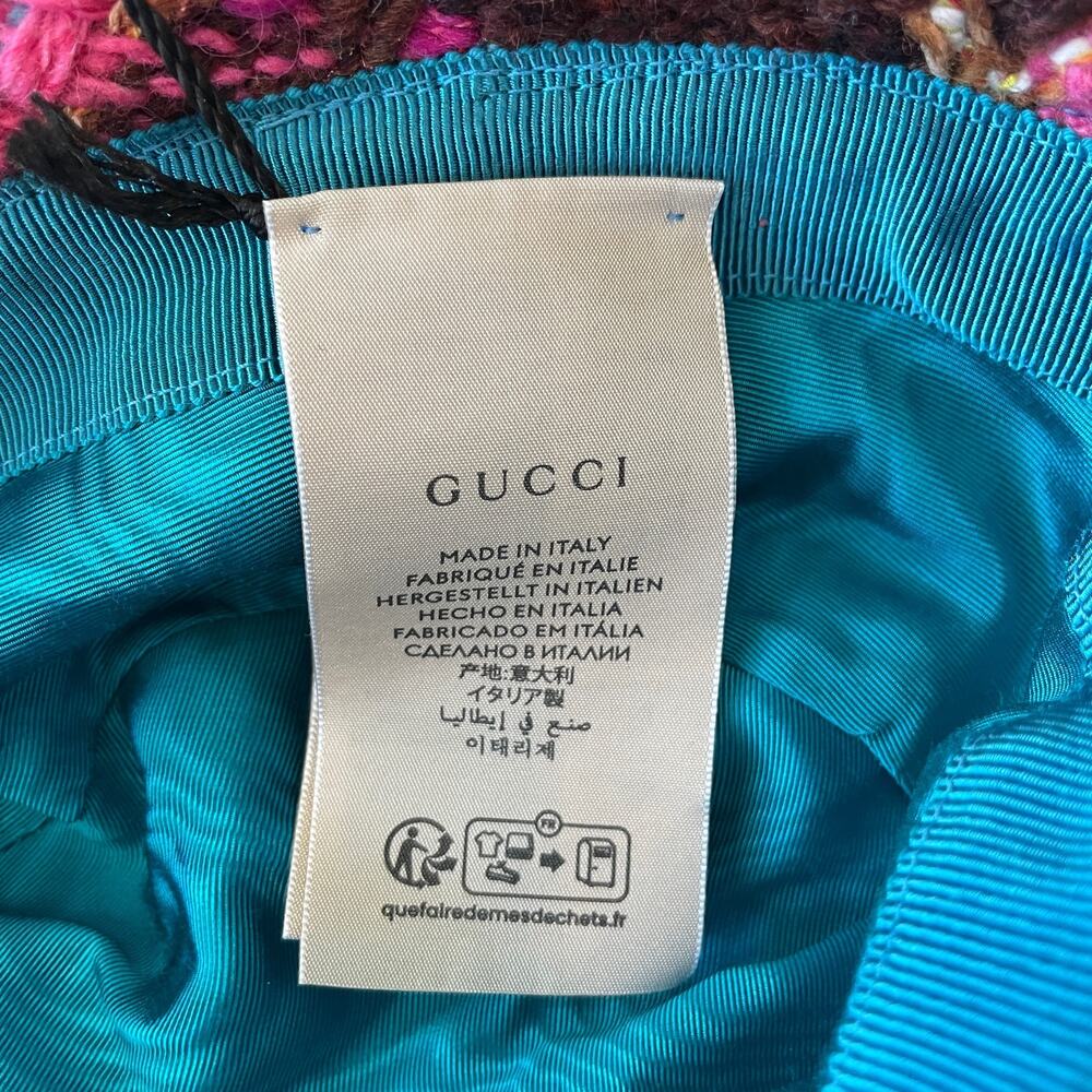 GUCCI GG Elevation Tweed Spicy Check Bucket Hat Cap 728469 Size Medium NEW - Picture 15 of 16